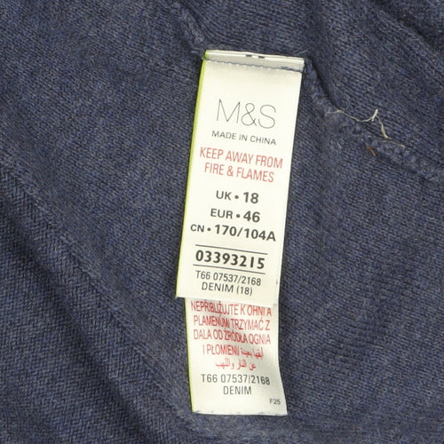 Marks and Spencer Women’s Blue Cardigan Size 18 Relaxed Fit Knitwear