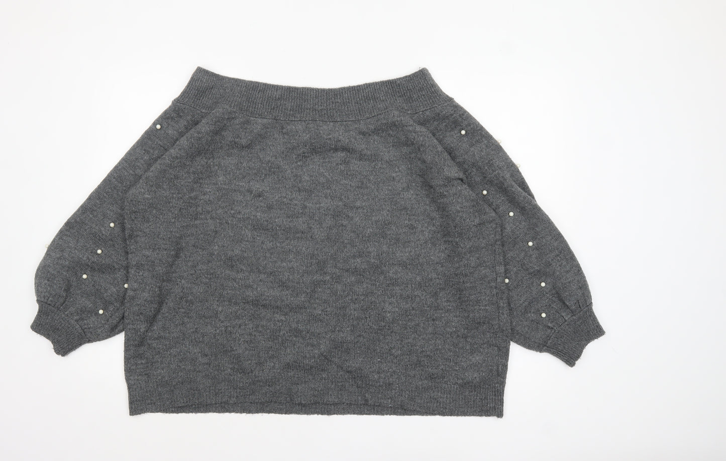 Next Women Grey Beaded Boat Neck Jumper Size 22