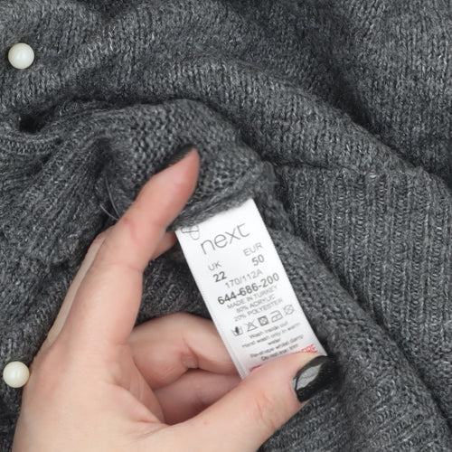 Next Women Grey Beaded Boat Neck Jumper Size 22
