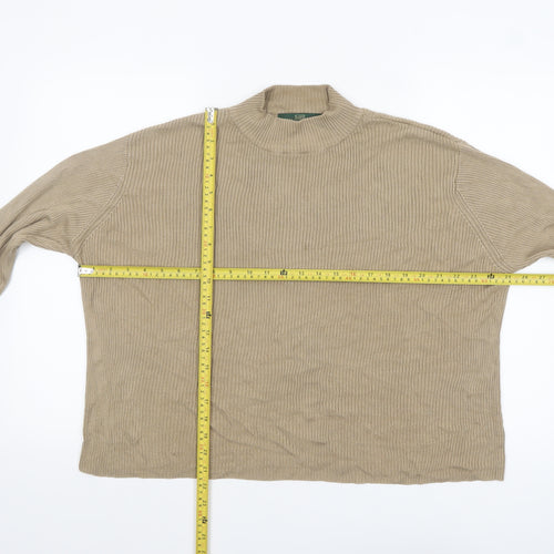 Orvis Women Beige Silk Mock Neck Pullover Jumper XL
