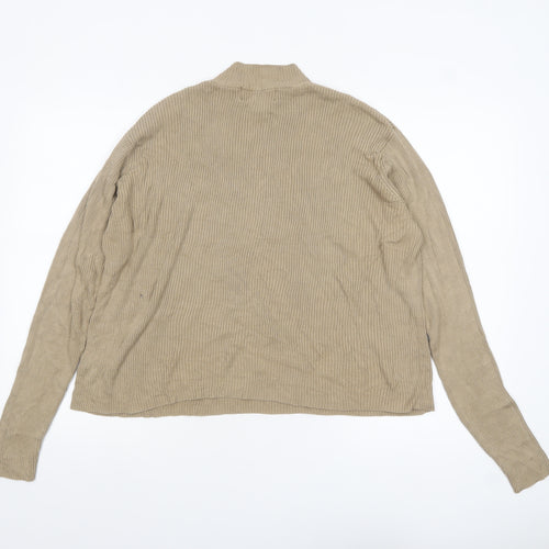 Orvis Women Beige Silk Mock Neck Pullover Jumper XL