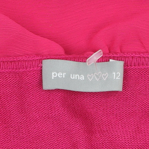 Marks and Spencer Per Una Women's Pink Ruffle Cardigan Size 12