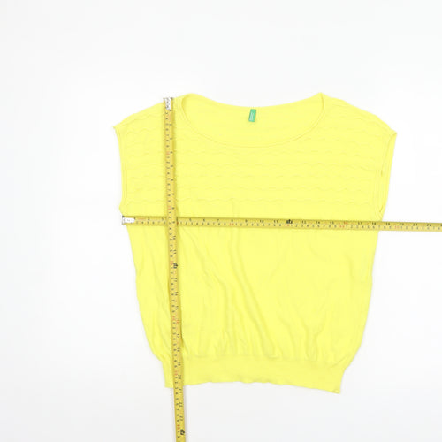 United Colors of Benetton Women’s Yellow Cotton Knit Sleeveless T-Shirt M