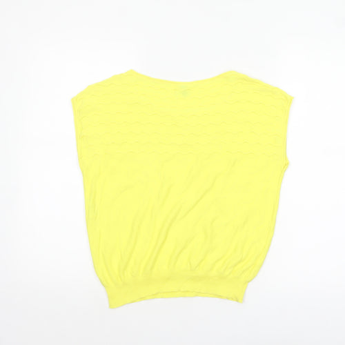 United Colors of Benetton Women’s Yellow Cotton Knit Sleeveless T-Shirt M