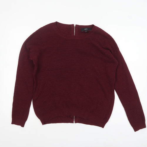 Next Women Red Jewel Zip Back Knit Jumper Size 10