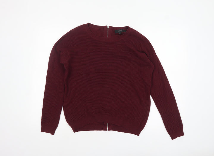 Next Women Red Jewel Zip Back Knit Jumper Size 10