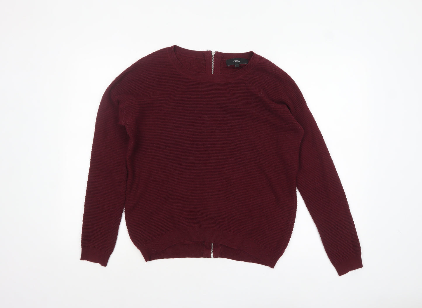 Next Women Red Jewel Zip Back Knit Jumper Size 10