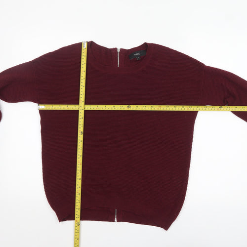 Next Women Red Jewel Zip Back Knit Jumper Size 10