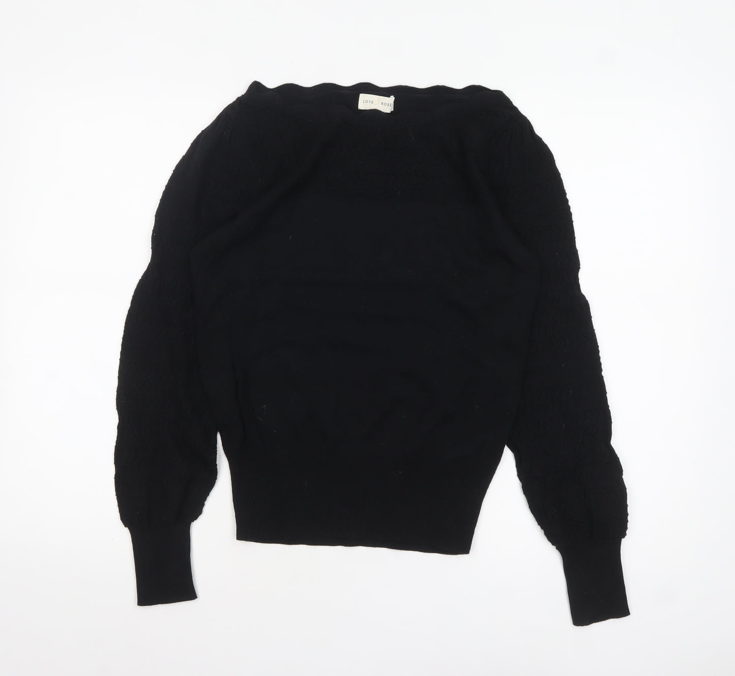 Love & Rose Women’s Black Puff Sleeve Cotton Knit Jumper Size 10
