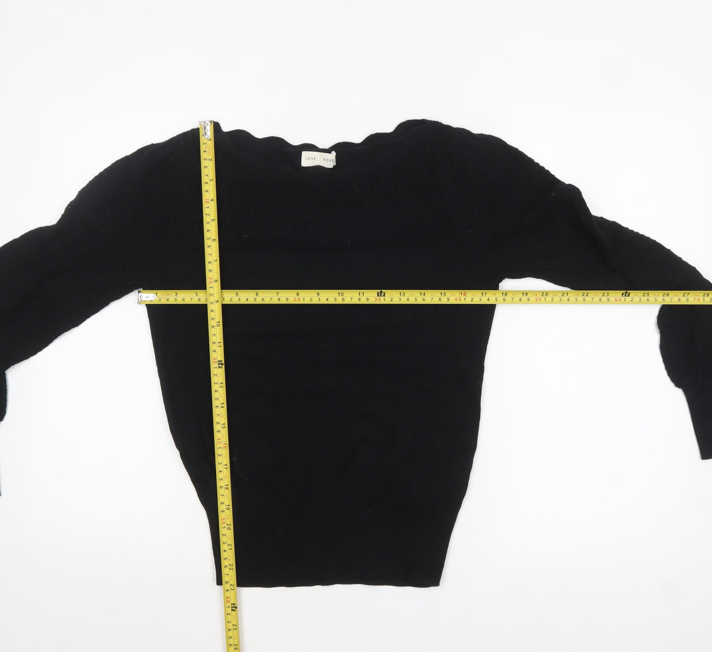 Love & Rose Women’s Black Puff Sleeve Cotton Knit Jumper Size 10