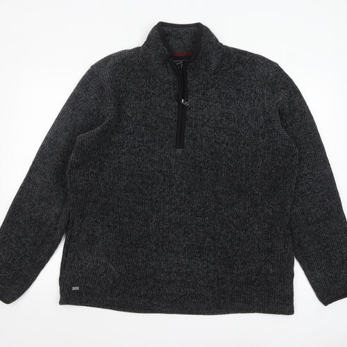 Kensington Eastside Men's Grey Knit 1/4 Zip High Neck Sweatshirt L