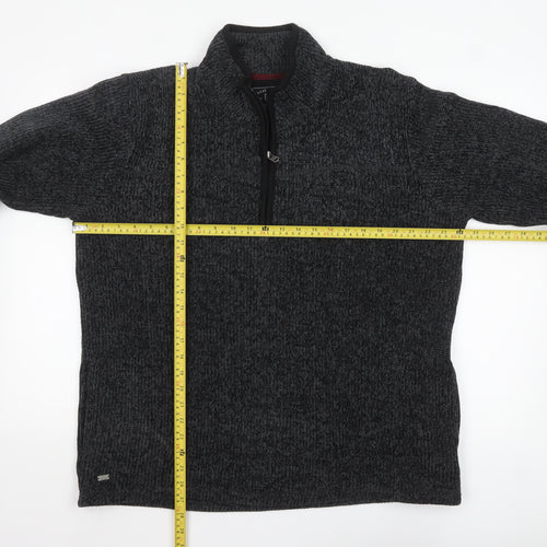 Kensington Eastside Men's Grey Knit 1/4 Zip High Neck Sweatshirt L