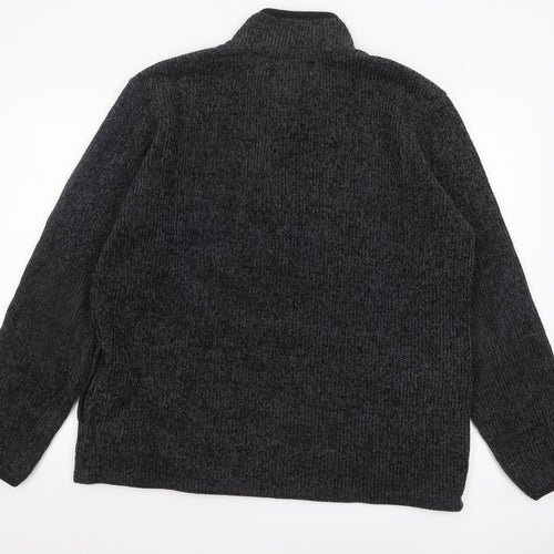 Kensington Eastside Men's Grey Knit 1/4 Zip High Neck Sweatshirt L