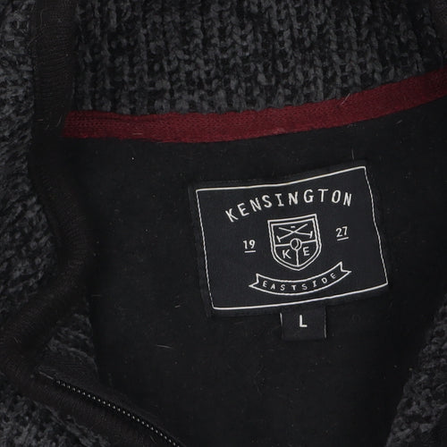 Kensington Eastside Men's Grey Knit 1/4 Zip High Neck Sweatshirt L