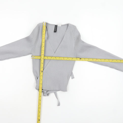 H&M Divided Women’s Grey Wrap Ribbed Knit Jumper Size 12