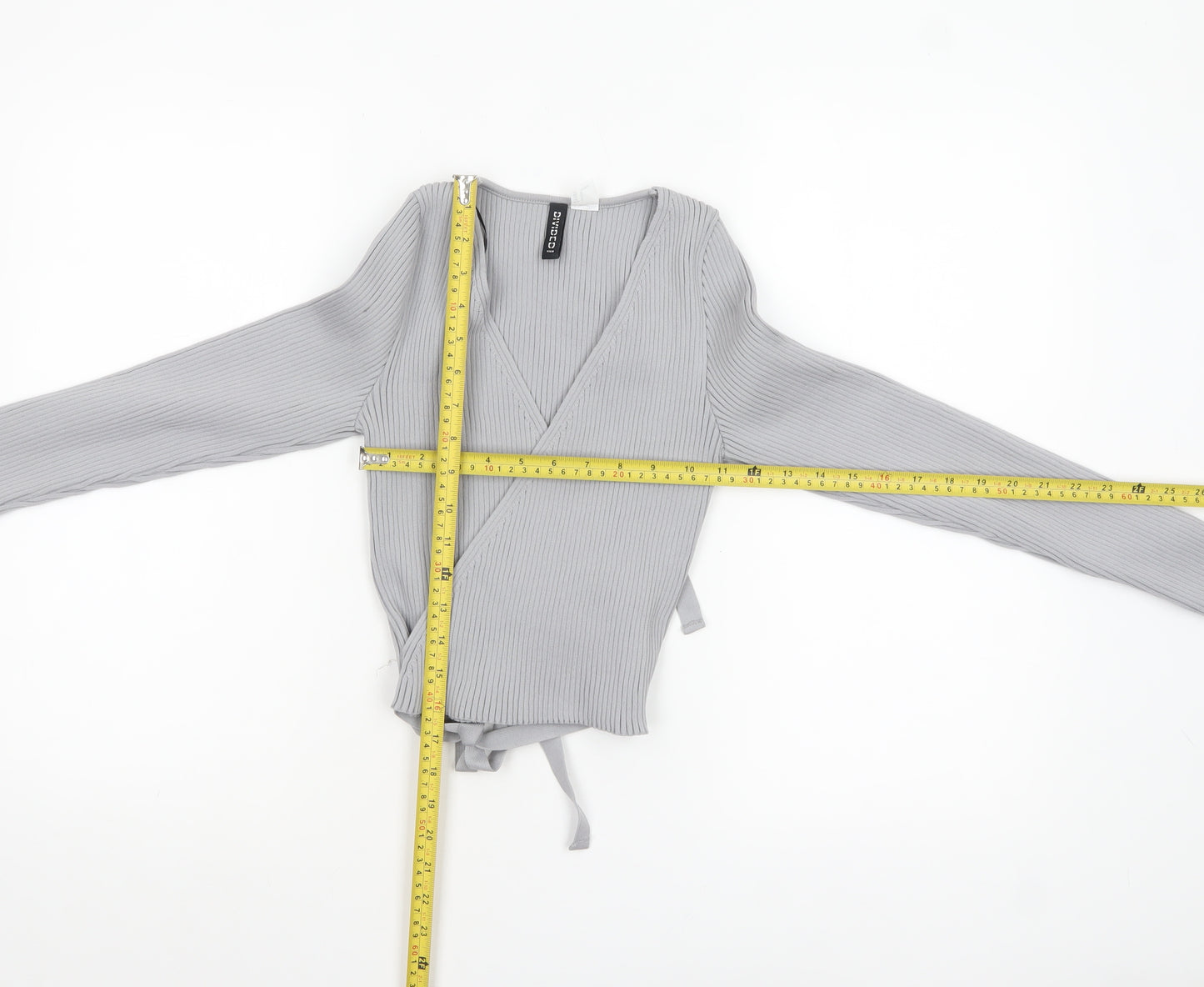 H&M Divided Women’s Grey Wrap Ribbed Knit Jumper Size 12