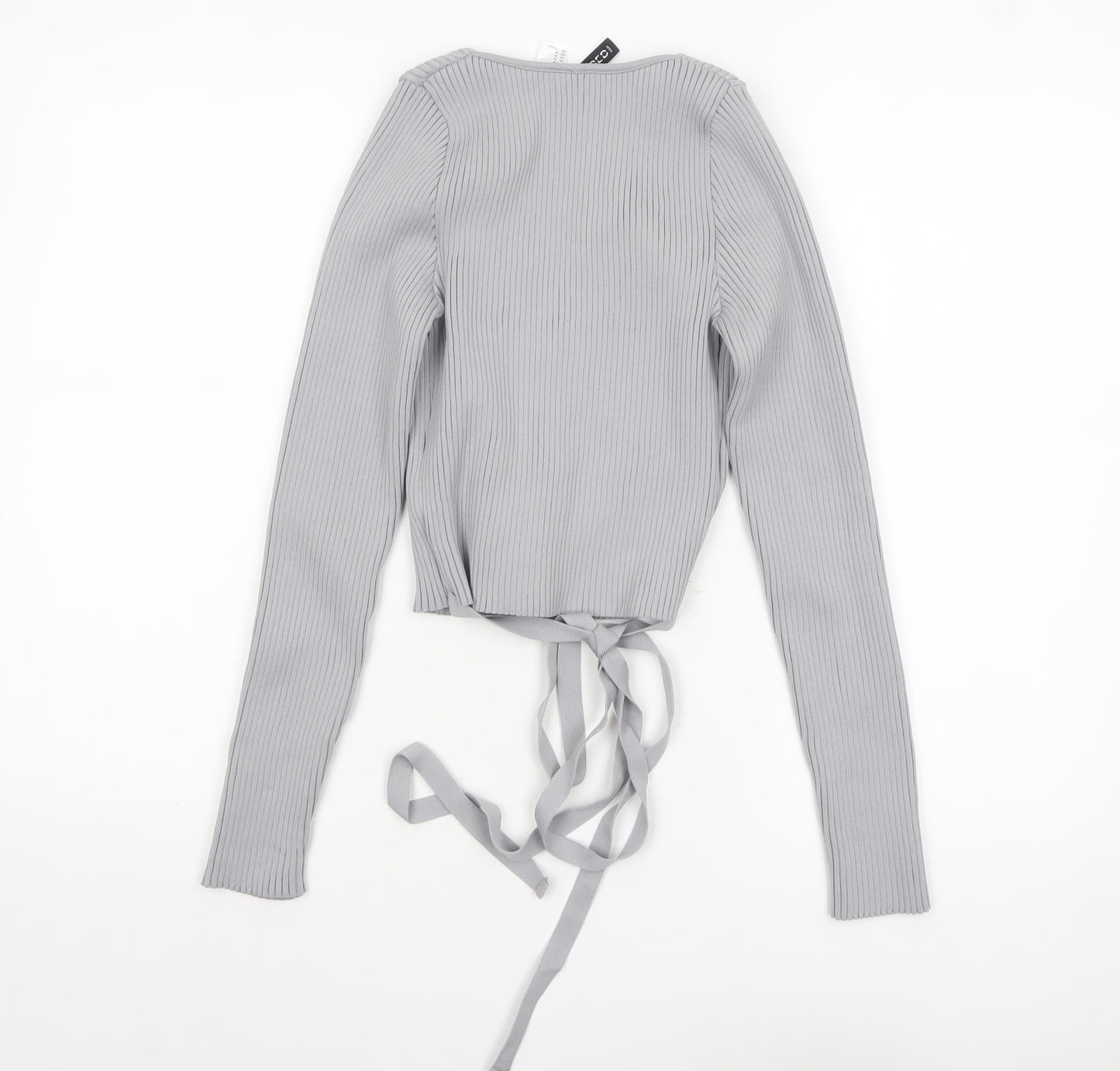 H&M Divided Women’s Grey Wrap Ribbed Knit Jumper Size 12