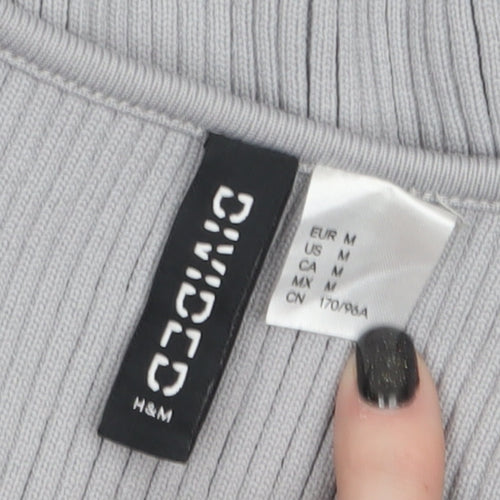 H&M Divided Women’s Grey Wrap Ribbed Knit Jumper Size 12
