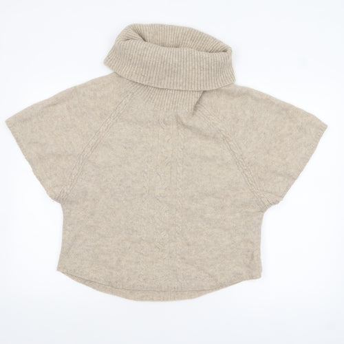Fat Face Women’s Beige Wool Roll Neck Short Sleeve Jumper M