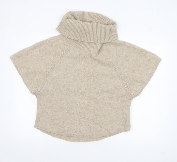 Fat Face Women’s Beige Wool Roll Neck Short Sleeve Jumper M