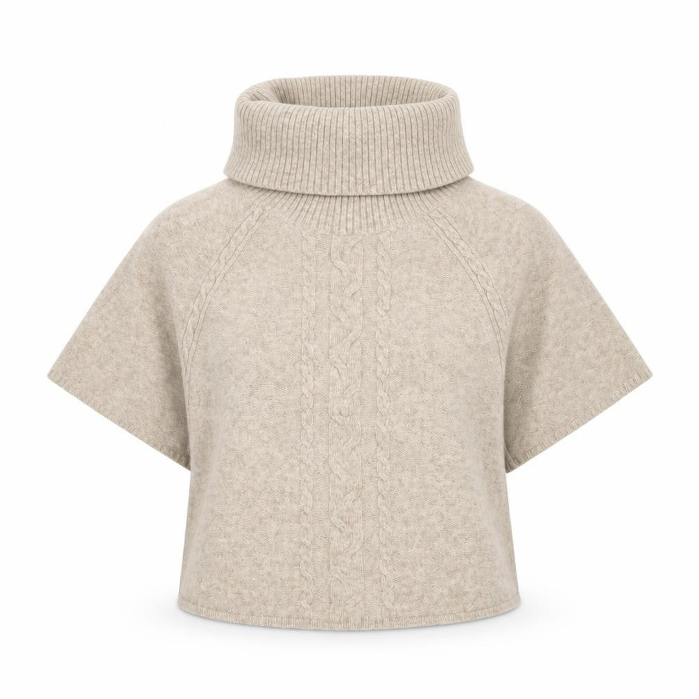 Fat Face Women’s Beige Wool Roll Neck Short Sleeve Jumper M