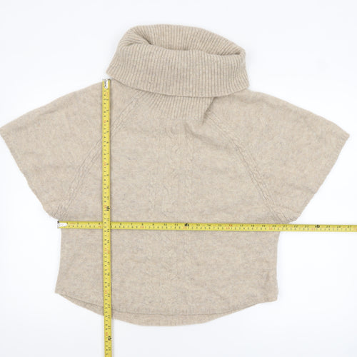 Fat Face Women’s Beige Wool Roll Neck Short Sleeve Jumper M