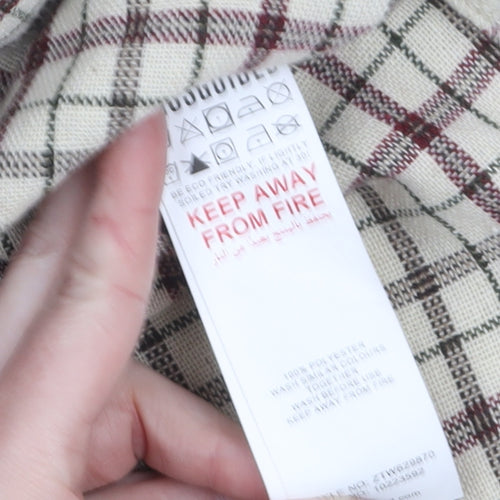 Missguided Petite Women’s Beige Check Belted Flannel Jacket Size 8