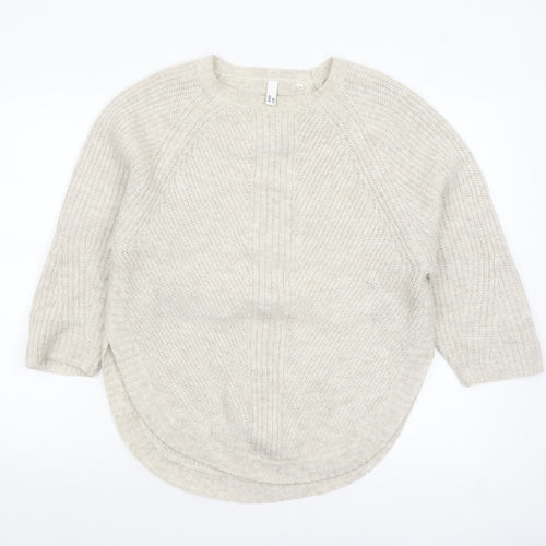 AND/OR Womens Beige Chunky-Knit Pullover Jumper XS Relaxed Fit