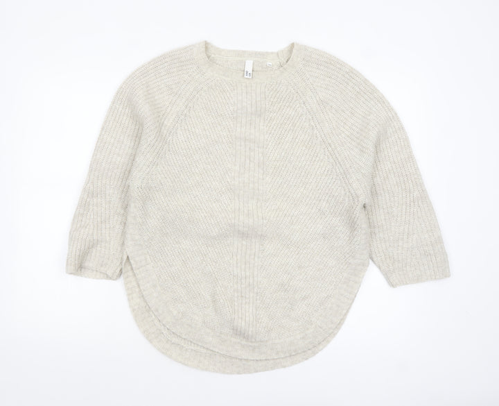 AND/OR Womens Beige Chunky-Knit Pullover Jumper XS Relaxed Fit