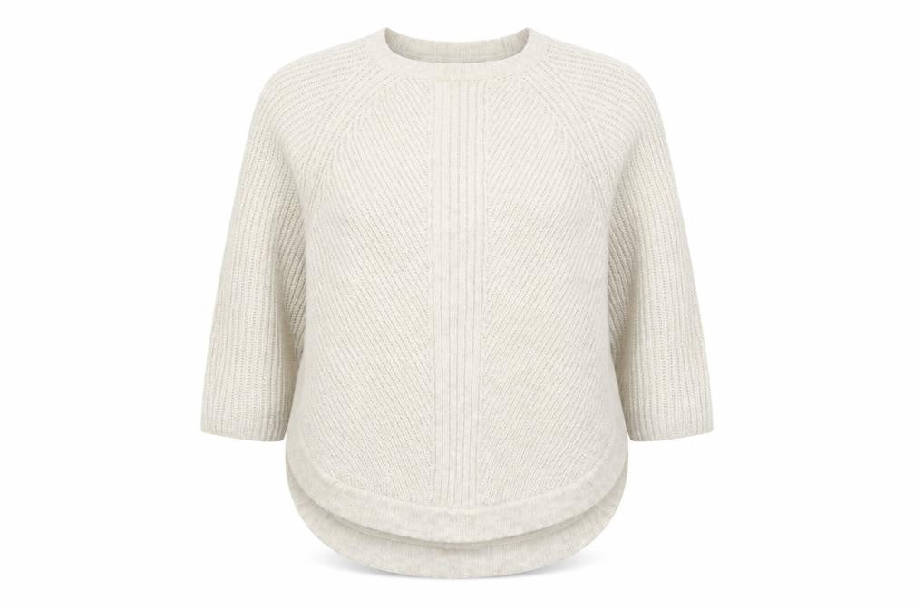 Front view of AND/OR women’s beige chunky-knit jumper xs relaxed fit