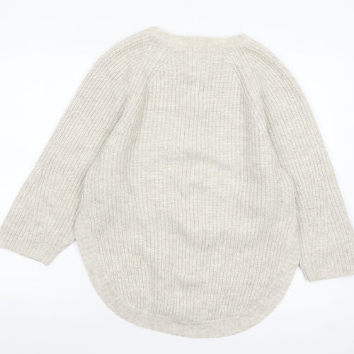 AND/OR Womens Beige Chunky-Knit Pullover Jumper XS Relaxed Fit