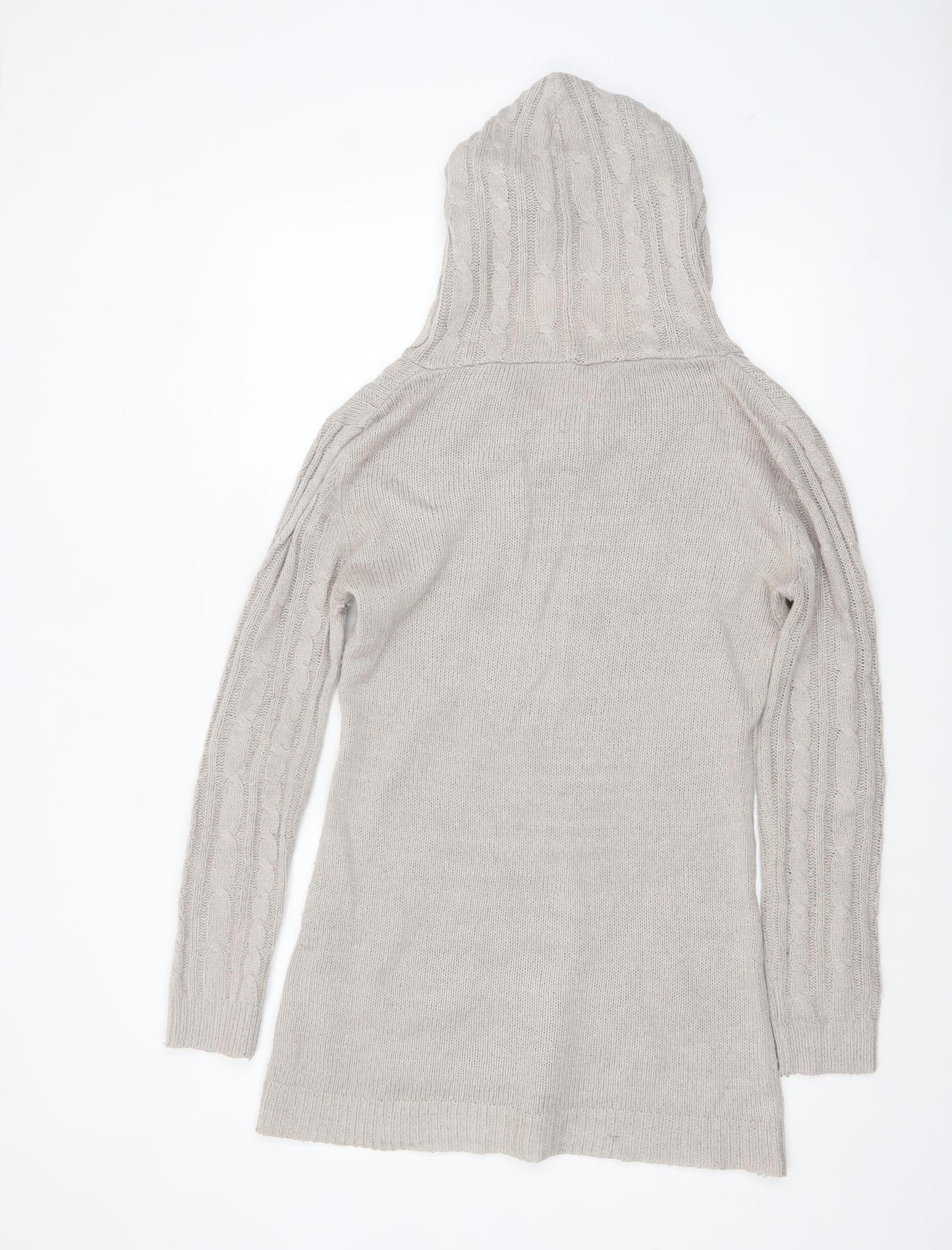 Select Women Beige Cable Knit Hooded Tunic Jumper Size 16