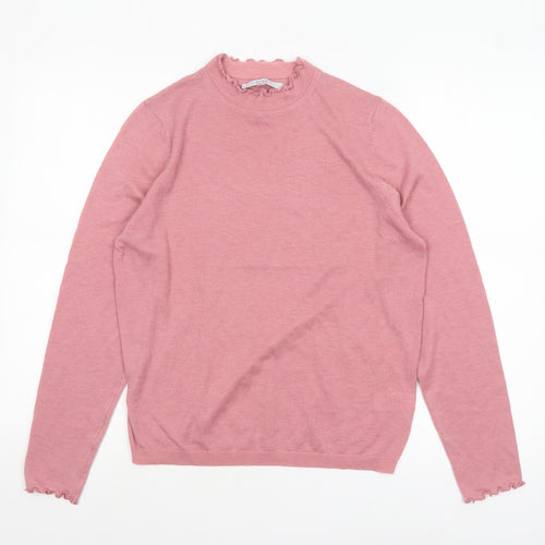 Next Women Pink High Neck Long Sleeve Knit Jumper Size 14