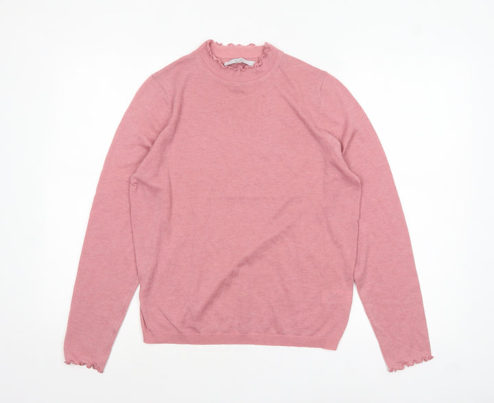 Next Women Pink High Neck Long Sleeve Knit Jumper Size 14