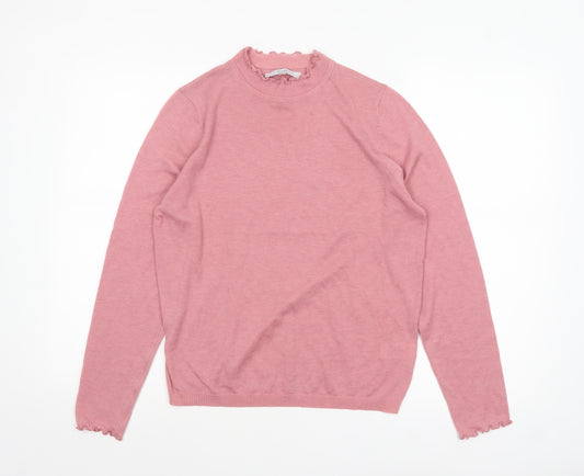 Next Women Pink High Neck Long Sleeve Knit Jumper Size 14