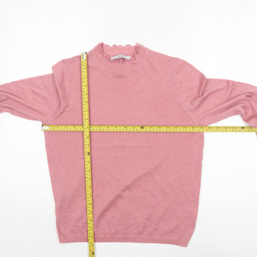 Next Women Pink High Neck Long Sleeve Knit Jumper Size 14