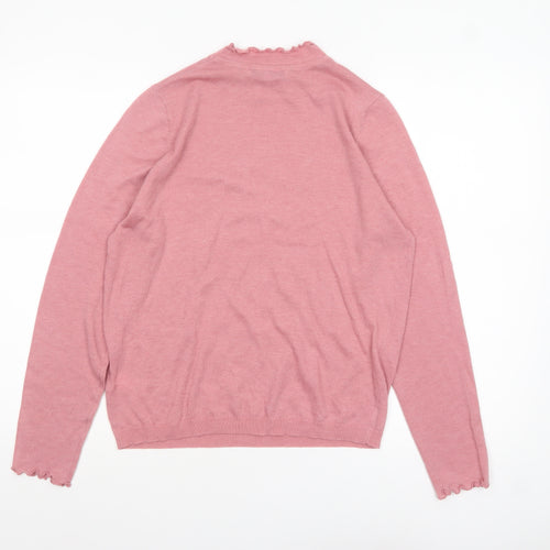 Next Women Pink High Neck Long Sleeve Knit Jumper Size 14