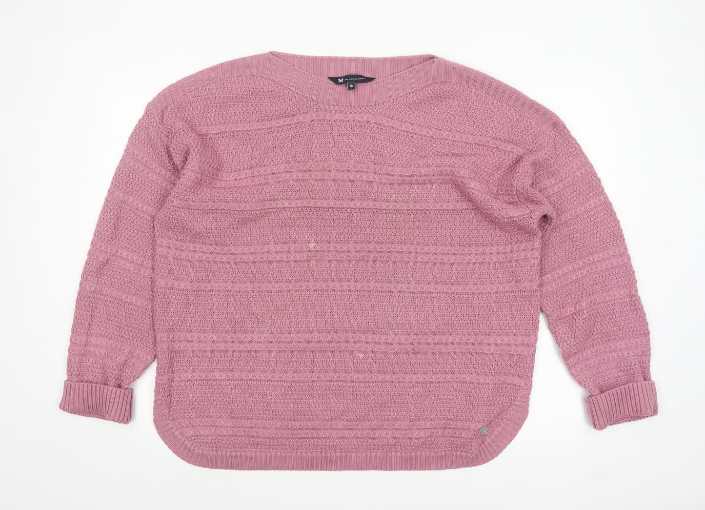 Crew Clothing Company Women's Pink Cotton Acrylic Knit Jumper Size 18