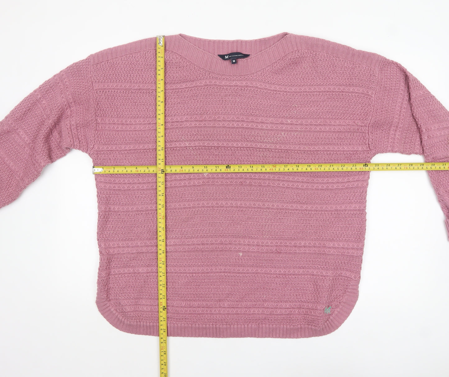 Crew Clothing Company Women's Pink Cotton Acrylic Knit Jumper Size 18