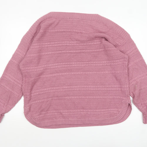 Crew Clothing Company Women's Pink Cotton Acrylic Knit Jumper Size 18