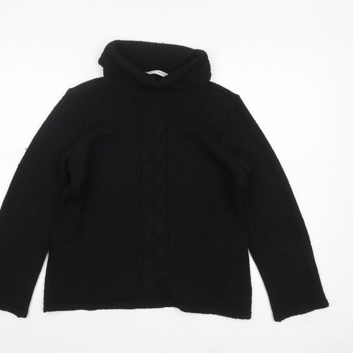 Windsmoor Women's Black Roll Neck Cable Knit Jumper Size S