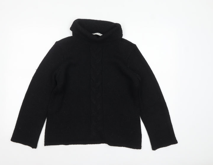 Windsmoor Women's Black Roll Neck Cable Knit Jumper Size S