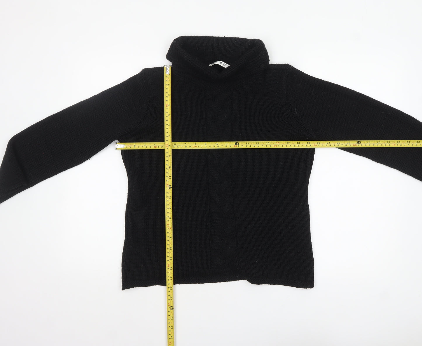 Windsmoor Women's Black Roll Neck Cable Knit Jumper Size S