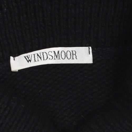 Windsmoor Women's Black Roll Neck Cable Knit Jumper Size S
