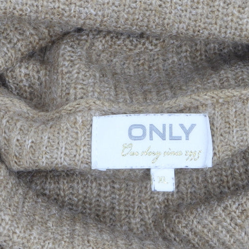 ONLY Women Beige XL Roll Neck Long Sleeve Knit Jumper Dress
