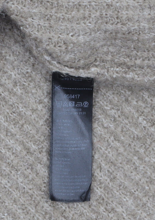Monsoon Women's Beige Roll Neck Chunky Knit Wool Alpaca Jumper M