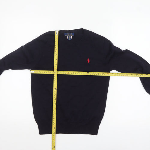 Ralph Lauren Boys Blue Cotton Crew Neck Pullover Jumper Size 10-12 Years