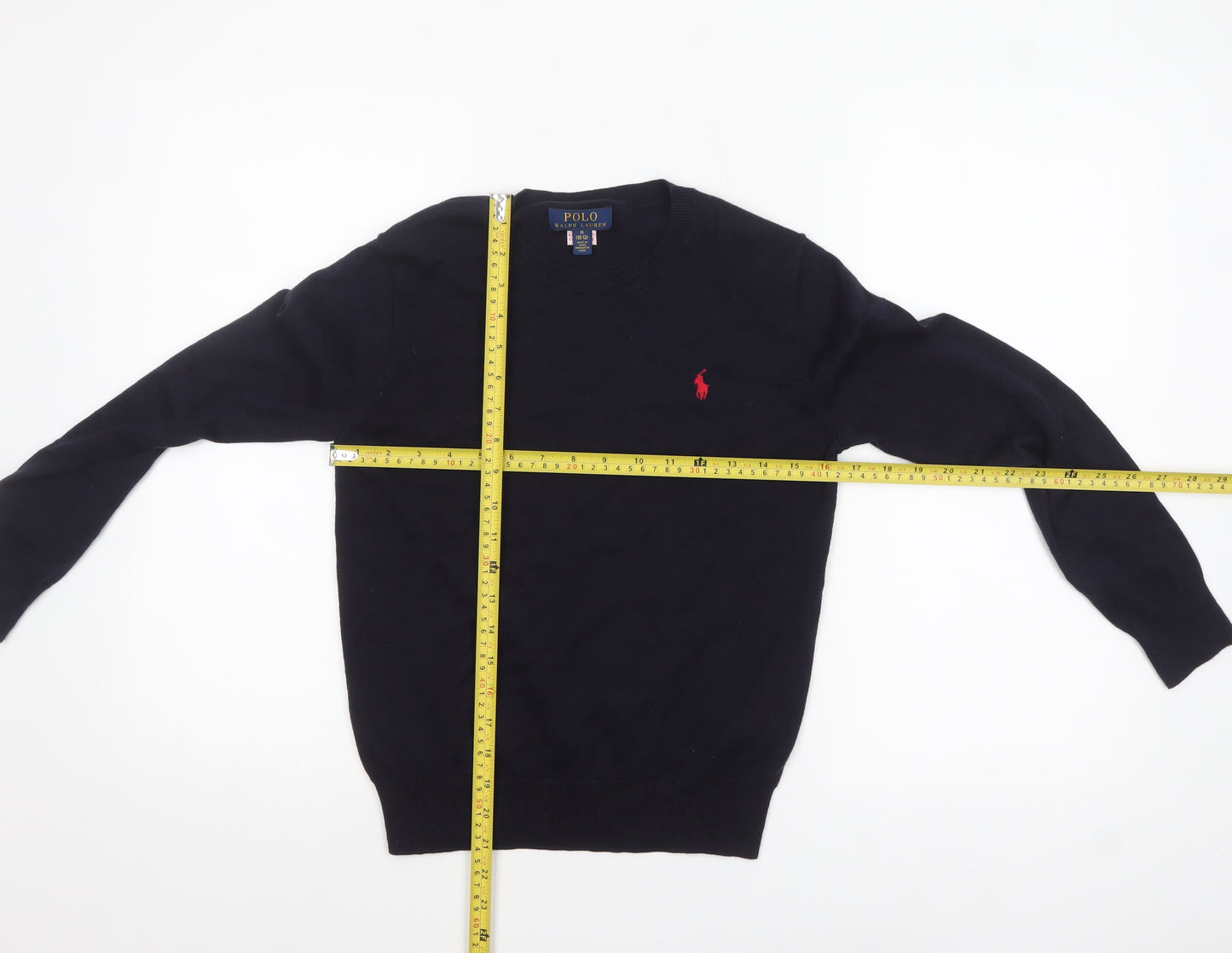 Ralph Lauren Boys Blue Cotton Crew Neck Pullover Jumper Size 10-12 Years