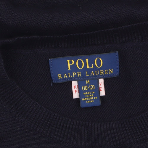 Ralph Lauren Boys Blue Cotton Crew Neck Pullover Jumper Size 10-12 Years