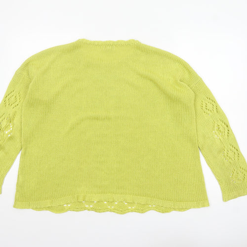 Cotton Traders Women's Green Open-Knit Cotton Jumper Size 18